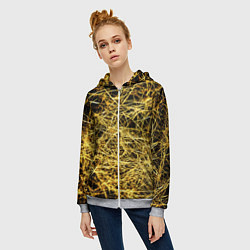 Толстовка на молнии женская Золотое плетение на черном, цвет: 3D-меланж — фото 2