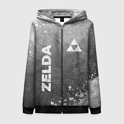 Толстовка на молнии женская Zelda - grey gradient вертикально, цвет: 3D-черный