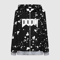 Женская толстовка на молнии Doom белые краски всплеск