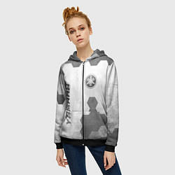 Толстовка на молнии женская Yamaha - white gradient вертикально, цвет: 3D-черный — фото 2