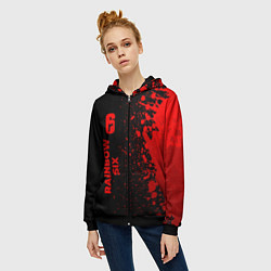 Толстовка на молнии женская Rainbow Six - red gradient по-вертикали, цвет: 3D-черный — фото 2