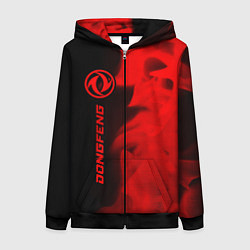 Толстовка на молнии женская Dongfeng - red gradient по-вертикали, цвет: 3D-черный