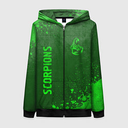 Толстовка на молнии женская Scorpions - green gradient вертикально, цвет: 3D-черный