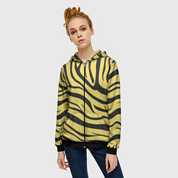 Толстовка на молнии женская Светлый тигровый паттерн, цвет: 3D-черный — фото 2