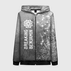 Толстовка на молнии женская Breaking Benjamin - grey gradient по-вертикали, цвет: 3D-черный