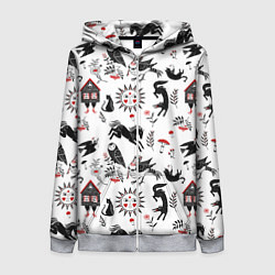Толстовка на молнии женская Русские сказки, цвет: 3D-меланж