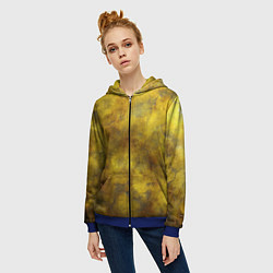 Толстовка на молнии женская Золотая ржавая текстура, цвет: 3D-синий — фото 2
