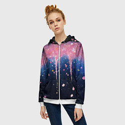 Толстовка на молнии женская Розово-синяя текстура, цвет: 3D-белый — фото 2