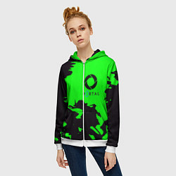 Толстовка на молнии женская Portal черный дым, цвет: 3D-белый — фото 2