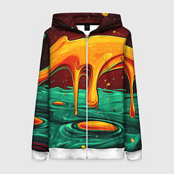 Толстовка на молнии женская Оранжевая клякса текстура, цвет: 3D-белый