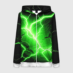 Толстовка на молнии женская Color green black, цвет: 3D-белый