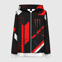 Толстовка на молнии женская Monster energy sport geometry, цвет: 3D-белый