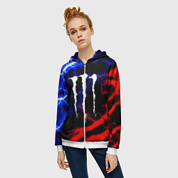 Толстовка на молнии женская Monster energy молнии неон, цвет: 3D-белый — фото 2
