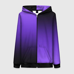 Женская толстовка на молнии Чёрно-сиреневый градиент пополам