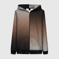 Женская толстовка на молнии Чёрно-коричневый текстурный градиент пополам