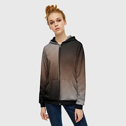 Толстовка на молнии женская Чёрно-коричневый текстурный градиент пополам, цвет: 3D-черный — фото 2