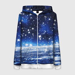 Толстовка на молнии женская Космический синий абстрактный фон - текстура, цвет: 3D-белый