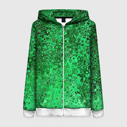 Толстовка на молнии женская Зелёный малахит абстрактная текстура, цвет: 3D-белый