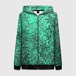 Толстовка на молнии женская Бирюзовый аквамарин абстрактная текстура, цвет: 3D-черный