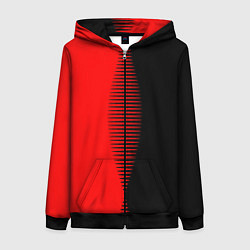 Толстовка на молнии женская Чёрно-красный пополам с переходом, цвет: 3D-черный