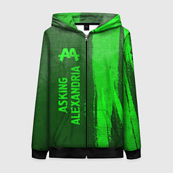 Толстовка на молнии женская Asking Alexandria - green gradient по-вертикали, цвет: 3D-черный
