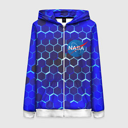 Толстовка на молнии женская Nasa голубая броня, цвет: 3D-белый