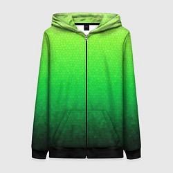 Толстовка на молнии женская Градиент мозаика зелёный в тёмный, цвет: 3D-черный