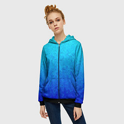 Толстовка на молнии женская Голубой в синеву с узором, цвет: 3D-черный — фото 2