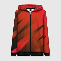 Женская толстовка на молнии Красно-коричневый абстрактные полосы