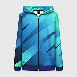 Толстовка на молнии женская Сине-голубой абстрактные полосы, цвет: 3D-синий