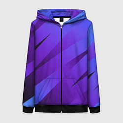 Толстовка на молнии женская Сине-фиолетовый абстрактные линии, цвет: 3D-черный