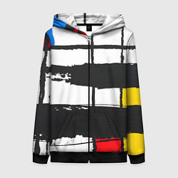 Толстовка на молнии женская В стиле пита мондриана, цвет: 3D-черный