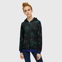 Толстовка на молнии женская Color black turquoise, цвет: 3D-синий — фото 2