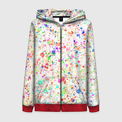 Женская толстовка на молнии Белый с разноцветными брызгами