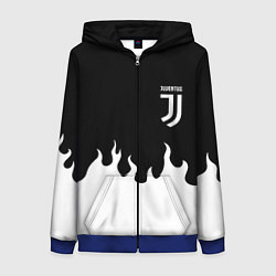 Толстовка на молнии женская Ювентус белый огонь, цвет: 3D-синий