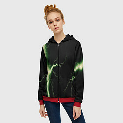 Толстовка на молнии женская Lightning yellow текстура, цвет: 3D-красный — фото 2