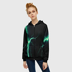 Толстовка на молнии женская Lightning turquoise, цвет: 3D-черный — фото 2