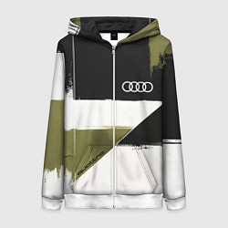 Толстовка на молнии женская Ауди логотип, цвет: 3D-белый