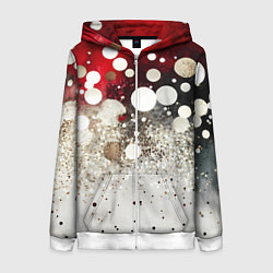 Толстовка на молнии женская Красно-белый текстурный фон, цвет: 3D-белый