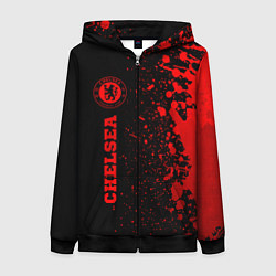 Женская толстовка на молнии Chelsea - red gradient по-вертикали