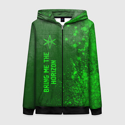 Женская толстовка на молнии Bring Me the Horizon - green gradient по-вертикали