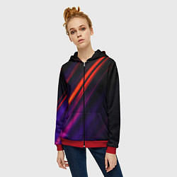 Толстовка на молнии женская Multicolored, цвет: 3D-красный — фото 2