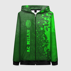Женская толстовка на молнии AC Milan - green gradient по-вертикали