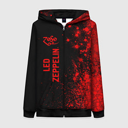 Толстовка на молнии женская Led Zeppelin - red gradient по-вертикали, цвет: 3D-черный