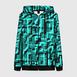 Толстовка на молнии женская Неоновый голубой объёмный эффект, цвет: 3D-черный