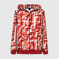 Толстовка на молнии женская Красно-белый объёмный эффект, цвет: 3D-красный