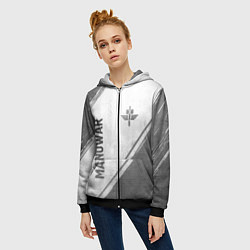 Толстовка на молнии женская Manowar - white gradient вертикально, цвет: 3D-черный — фото 2