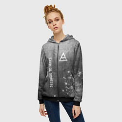 Толстовка на молнии женская Thirty Seconds to Mars - grey gradient вертикально, цвет: 3D-черный — фото 2