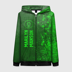 Толстовка на молнии женская Marilyn Manson - green gradient по-вертикали, цвет: 3D-черный