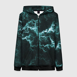 Женская толстовка на молнии Lightning light blue line